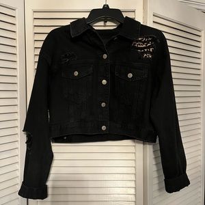 F21 Black Cropped Jean Jacket